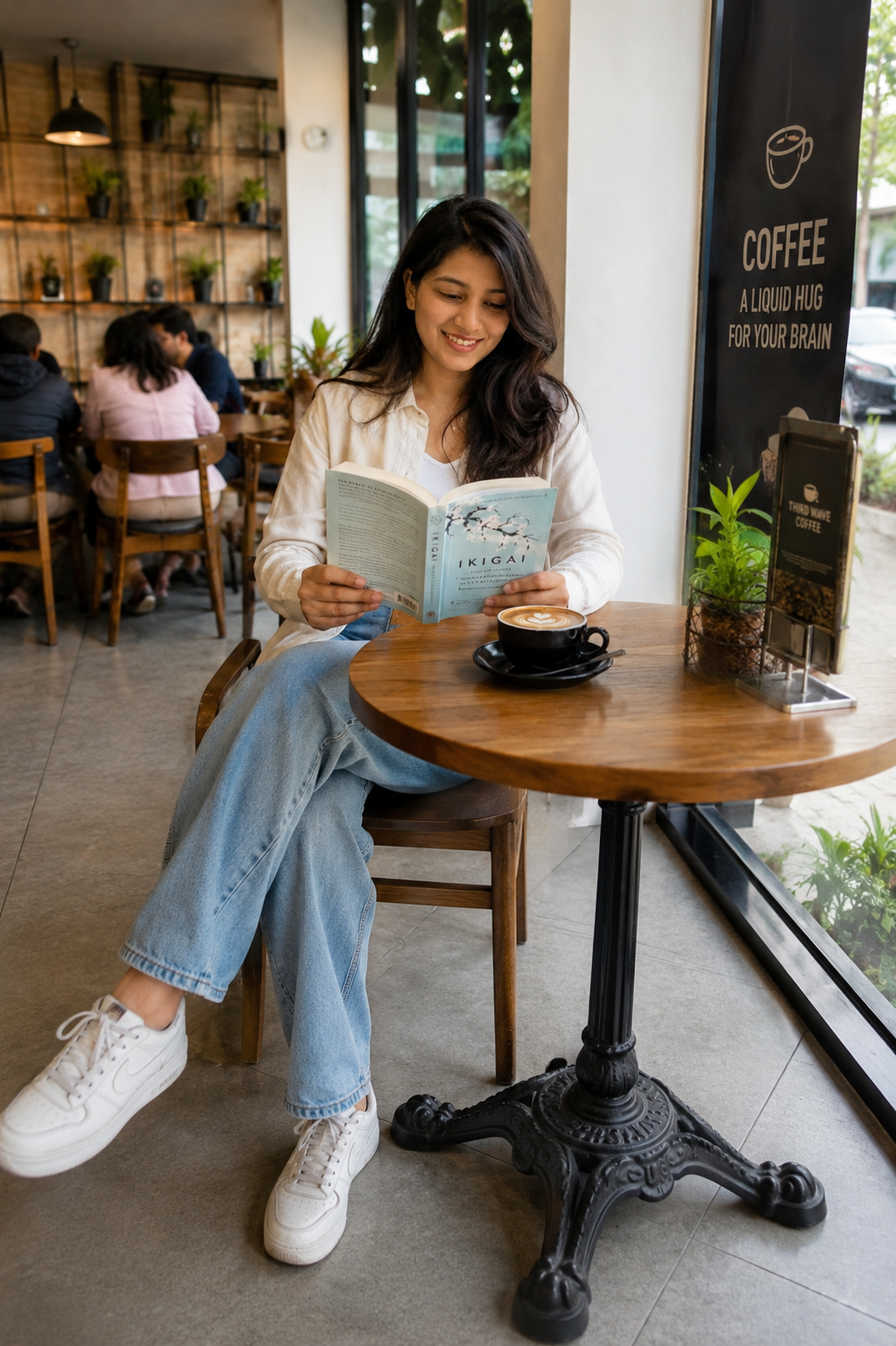 Photo by Priya Sharma — Perfect Sunday morning with this cappuccino and a good book 📖☕